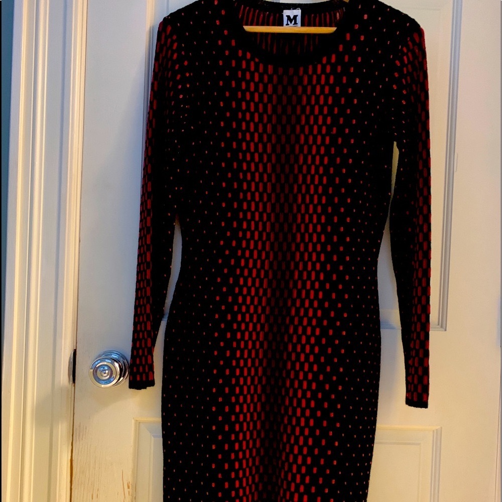 Missoni red/black ombré long sleeve dress It. size 44. Separate black lining.